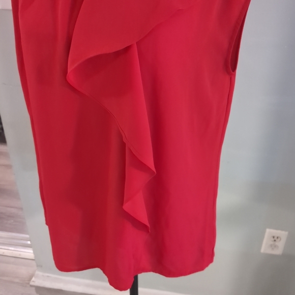 **3/$10** New York & Company Red Ruffle Blouse Size Medium - Picture 2 of 7